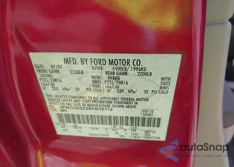 2008 Ford Escape Xls/Xls Manual z USA, uszkodzony, nr VIN 1FMCU02Z28KB15112